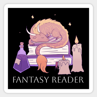 Fantasy reader a cute dragon gardening books illustration Magnet